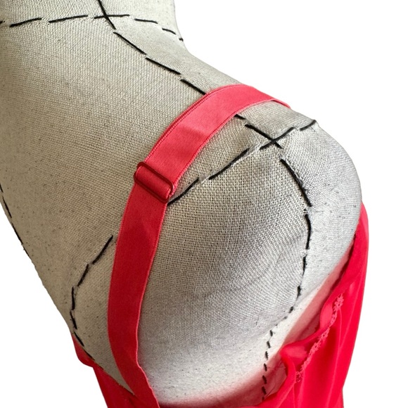 Vintage 50s 60s Nan Flower Red Nylon Slip Nightgown Boudoir Rockabilly Grunge 38 - Picture 11 of 13